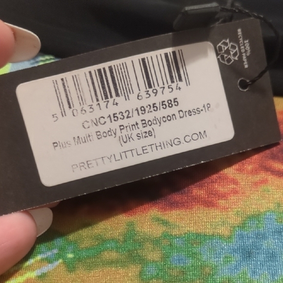 Prettylittlething multicolor body print long sleeve midi dress - Picture 7 of 9